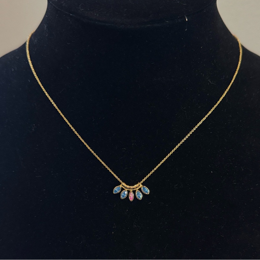 NWT Gorjana gold Rumi Burst adjustable necklace (aqua/fucshia)